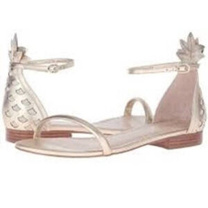 Lilly Pulitzer Open Toe Ankle Buckle Strap Laura Gold‎ Pineapple Sandals Size 7